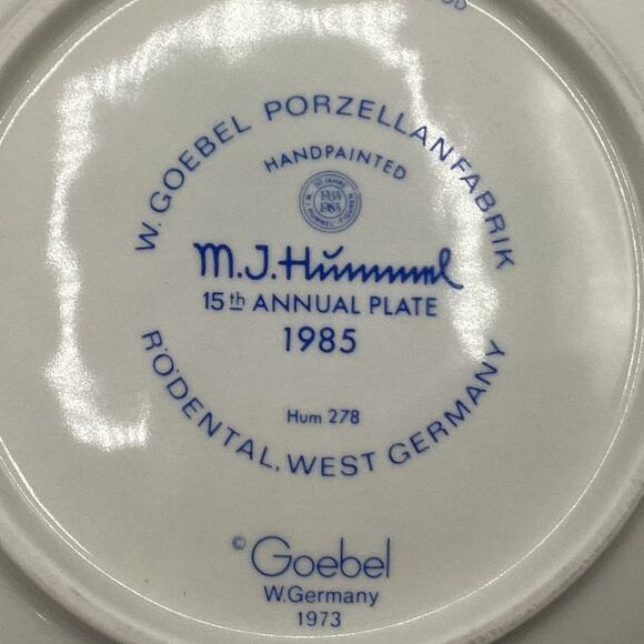 Vintage M.J. Hummel 1985 15th Annual Handpainted Collectible Plate Hum 278 - Picture 6 of 8